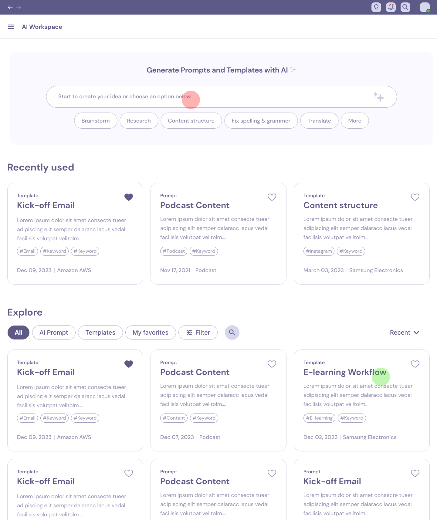 AI workspace overview