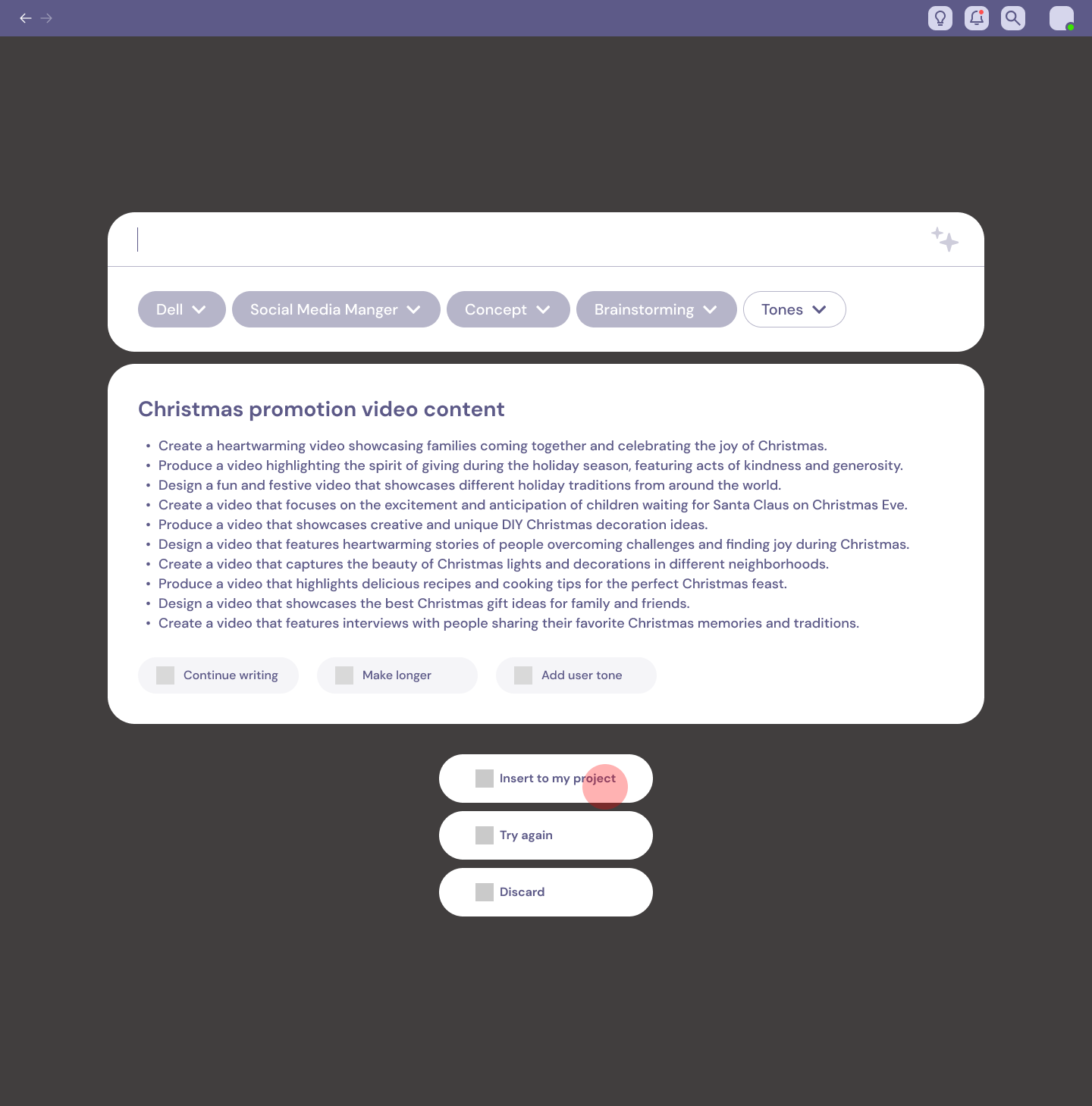 Generated ideas